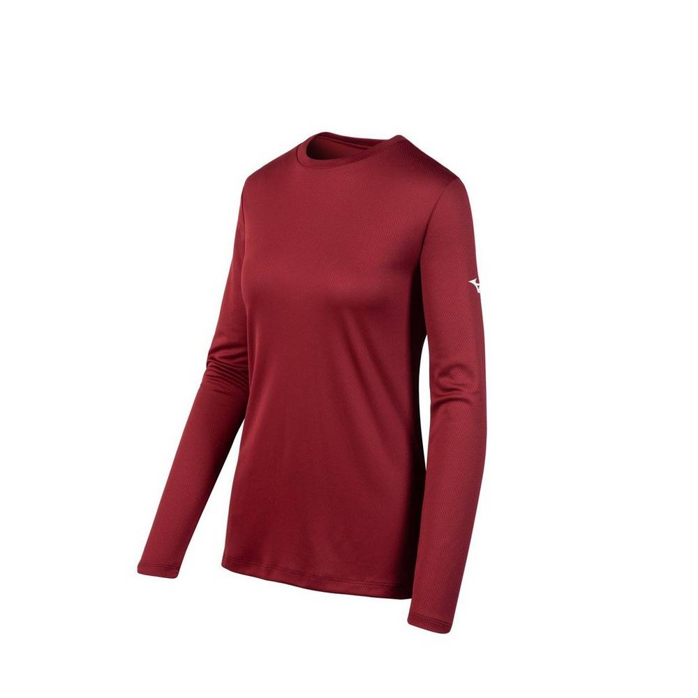 Mizuno Long Sleeve - Bayan Tişört - Bordo Türkiye (KMBRIZ-610)